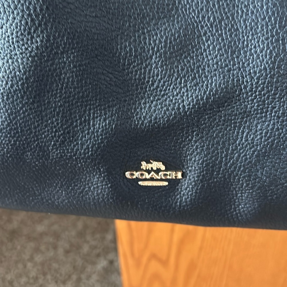 Coach leather purse, black with chain handle. Medium size